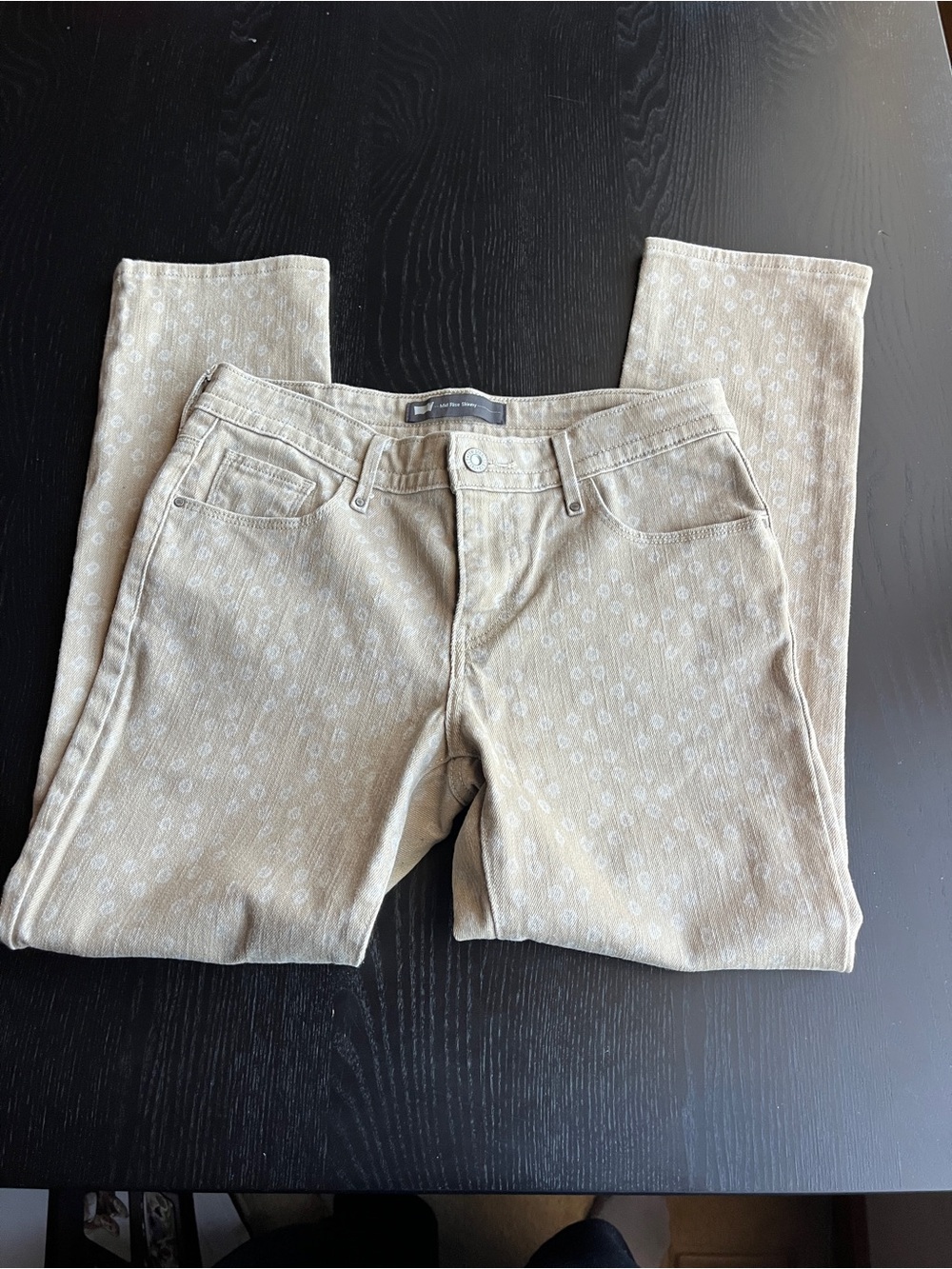 Levi’s Mid Rise Skinny Jeans Size 4 W27 Tan Beige Floral 